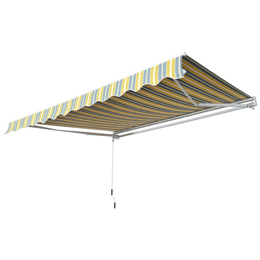 Outsunny Markise, Gelenkarmmarkise, Handkurbelmarkise, Balkonmarkise, Aluminium, gelb/grau, 2,95 x 2,45 m