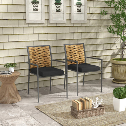 Outsunny Gartenstühle, Outdoor-Stühle, Terrassenstühle, wetterfest, modernes Design, 57 x 58 x 87 cm, braun + schwarz + grau
