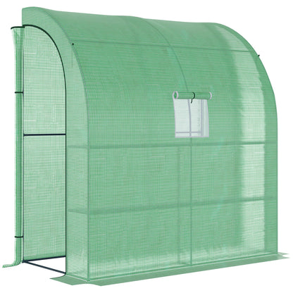 Outsunny Foliekas, Tomatenkas met gaasvenster, Kas met roldeuren, Voorkweekkas met UV-bescherming, Groen, 200 x 100 x 215 cm