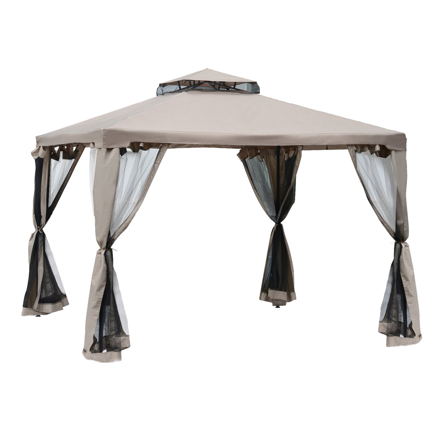 Outsunny Gartenpavillon, Gartenlaube, Partyzelt mit 4 Seitenwänden, wetterfest, Metall + Polyester, Grau, 2,94 x 2,94 x 2,65 m