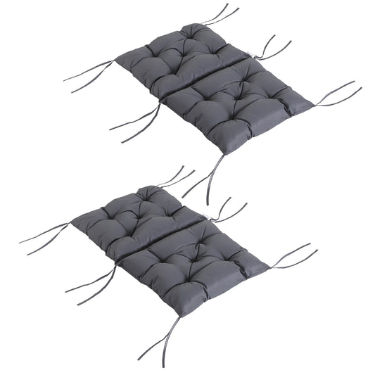 Outsunny 2er-Pack Sitzkissen, 98 cm x 50 cm x 8 cm, gepolsterte, waschbare und ergonomische Stuhlkissen mit Schleifen für Zuhause, Garten und Sofa, grau