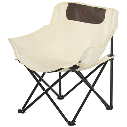 Outsunny Campingstoel, opvouwbaar, stalen frame, stoffen zitting, draagtas, wit