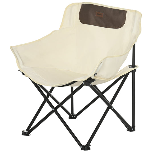 Outsunny Campingstoel, opvouwbaar, stalen frame, stoffen zitting, draagtas, wit