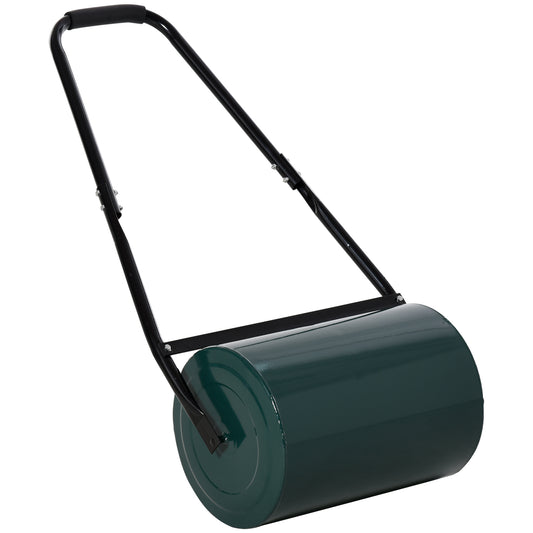 Outsunny lawn roll, garden roll with U-handle, 31 cm diameter, 30 cm working width, 40 L water/sand filling, metal, green