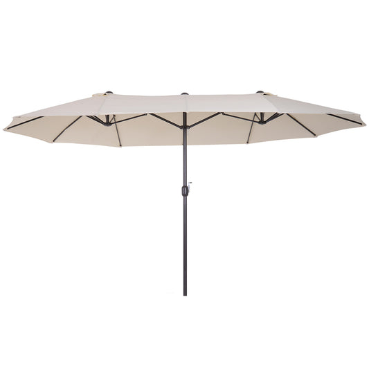 Outsunny XXL Sonnenschirm mit Handkurbel, wetterfest, 455 cm x 270 cm x 240 cm, Stahl, Polyester, beige