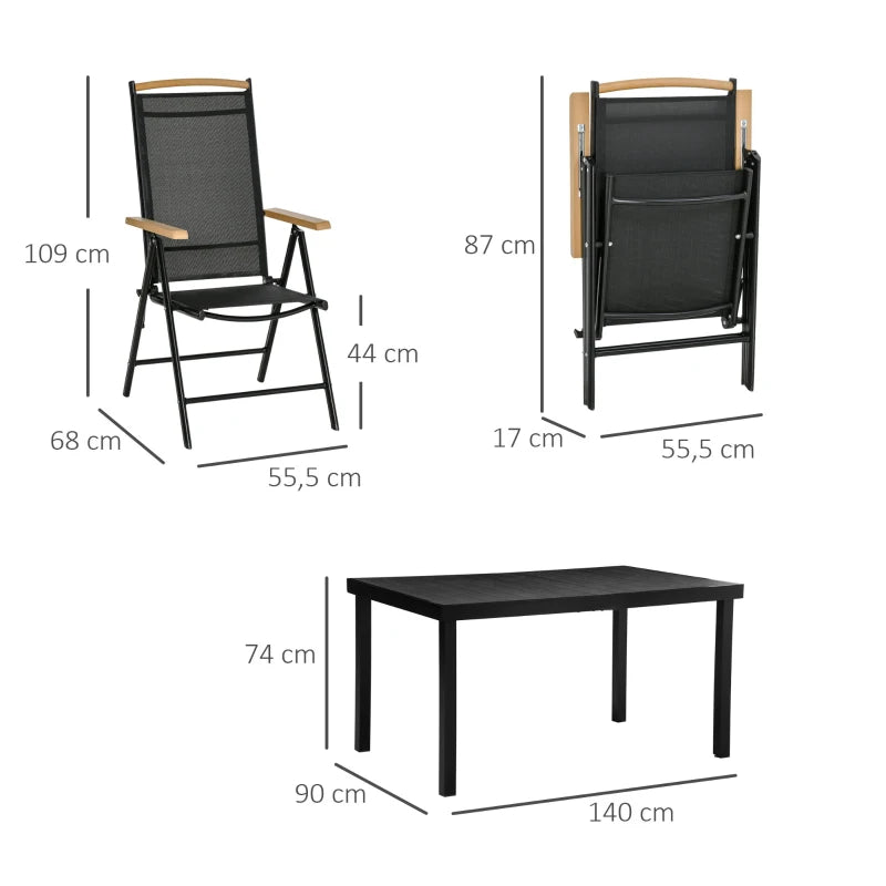 Outsunny faltbares Gartenset, 7-teilig