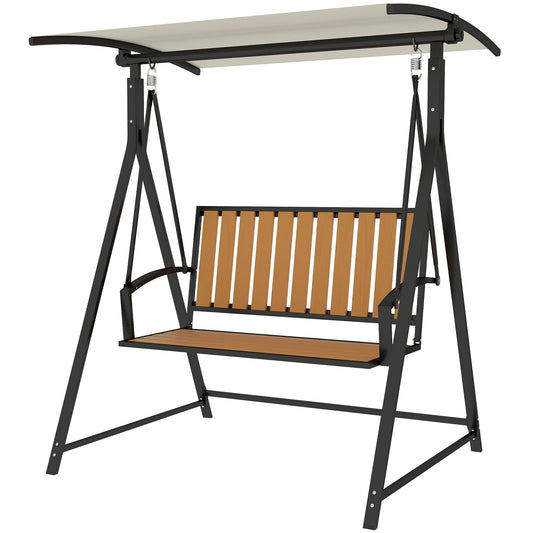Outsunny Hollywood-Schaukel mit verstellbarem Sonnenschirm, 2-Sitzer-Gartenschaukel 142 x 112 x 162 cm, schwarz