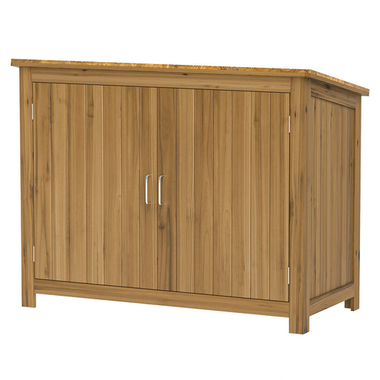 Outsunny tuinkast, houten ladekast met 2 planken voor tuin, terras, weerbestendig, 110 x 50 x 85 cm, bruin