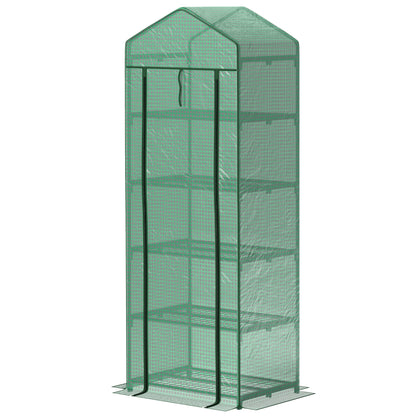 Outsunny Mini Kas voor Bloemen of Groenten, Staal, Kunststof, 69L x 49B x 193H cm, Groen