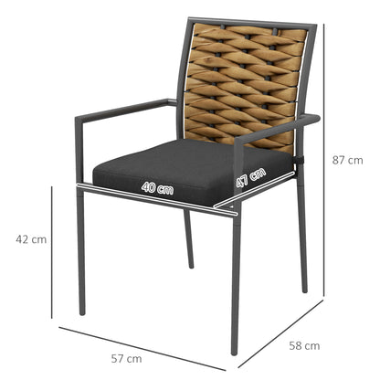 Outsunny Gartenstühle, Outdoor-Stühle, Terrassenstühle, wetterfest, modernes Design, 57 x 58 x 87 cm, braun + schwarz + grau
