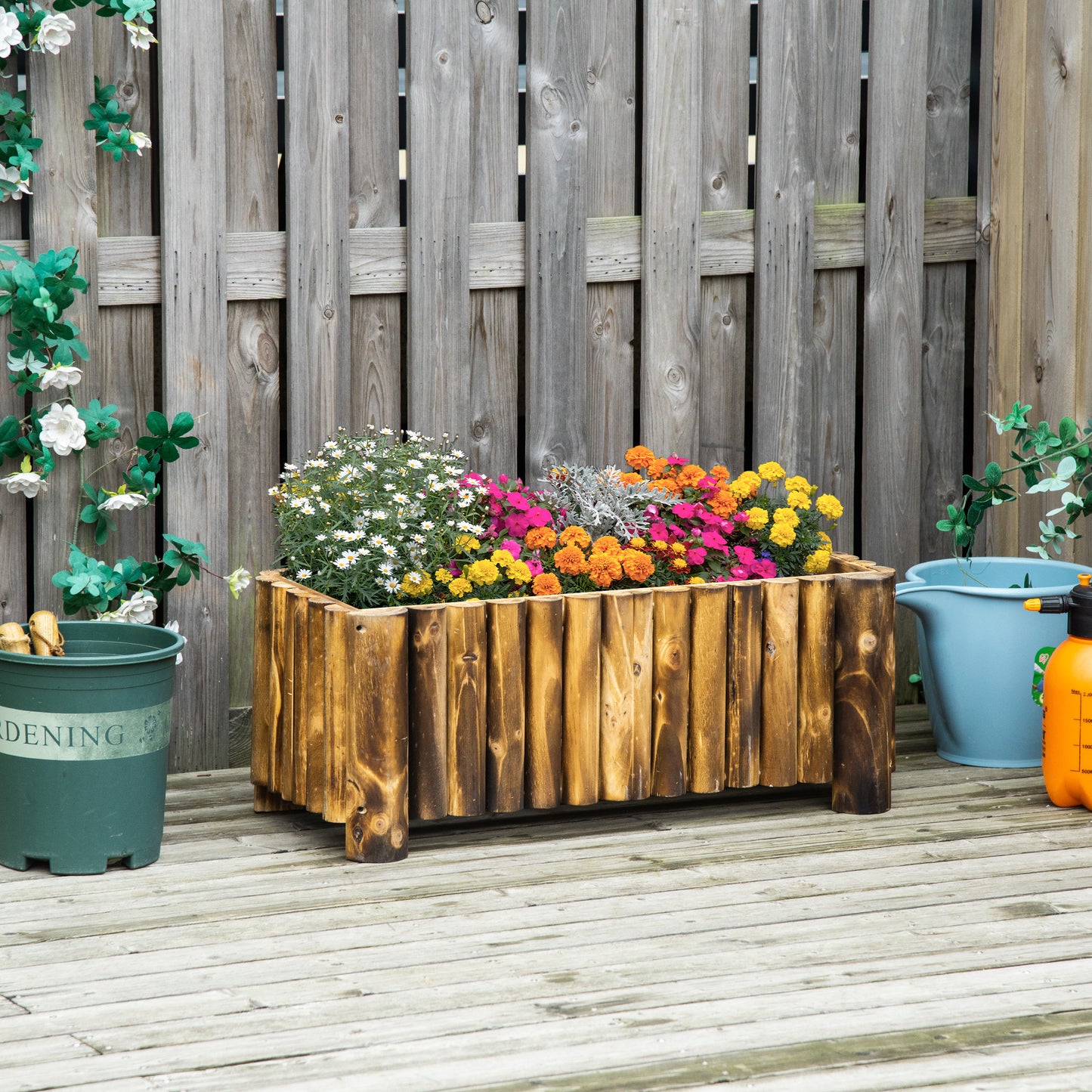 Outsunny Hochbeet, Kräuterbeet, Gemüsebeet, Blumenbeet, Pflanzkasten, Kiefernholz 78x35x30 cm