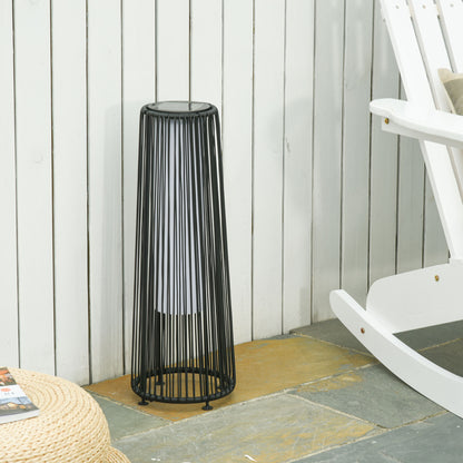 Outsunny Gartenleuchte, Außenleuchte, solarbetrieben, 8 Stunden Brenndauer, Rattanoptik, schwarz, 21,5 x 21,5 x 61 cm
