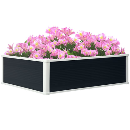 Outsunny Hochbeet mit Drainage, Schädlingsschutz, Kunststoff, Grau, 100 x 80 x 30 cm