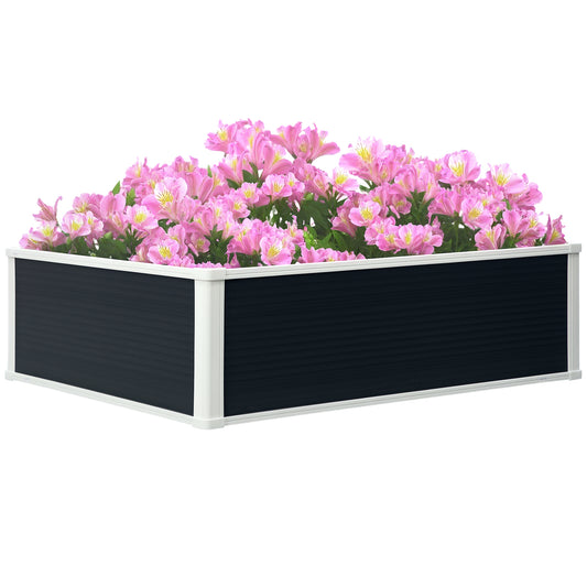 Outsunny Hochbeet mit Drainage, Schädlingsschutz, Kunststoff, Grau, 100 x 80 x 30 cm
