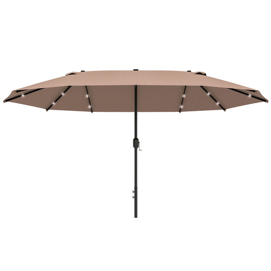 Outsunny Ovaler Sonnenschirm Khaki 440 x 260 cm