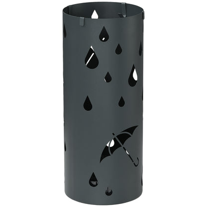 HOMCOM Schirmständer, Stahl, Säulenform, abnehmbare Bodenplatte, Ø 17 x 41 cm (H), grau