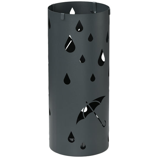 HOMCOM Schirmständer, Stahl, Säulenform, abnehmbare Bodenplatte, Ø 17 x 41 cm (H), grau