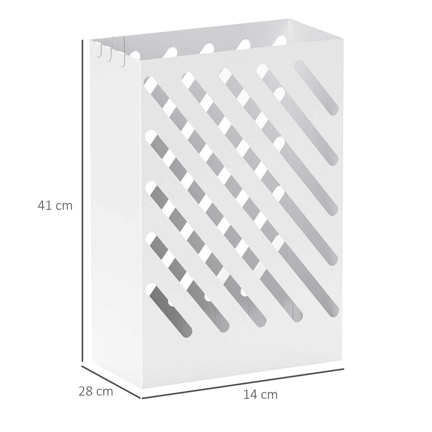 HOMCOM Schirmständer mit Abtropfschale, 4 Haken, Stahl, 28 x 14 x 41 cm (L x B x H), Weiß