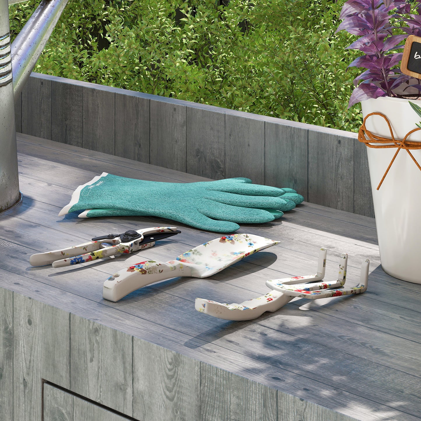 Outsunny Garden Tool Set, 3-piece metal garden tool set with trowel, hand rake and garden shears