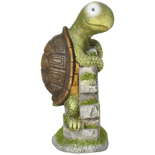Outsunny Gartenfigur „Kleine Schildkröte“, Gartendekoration, wetterfest, inkl. Solarlampe