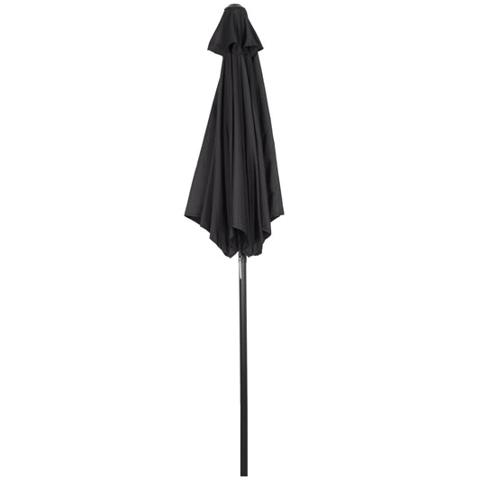 Outsunny Sonnenschirm Ø196 cm, sechseckiger Balkonschirm für Strand, Balkon, Garten, schwarz