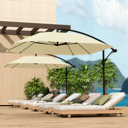 Outsunny Aluminium-Drehsonnenschirm Ø 260 cm, wasserdicht, mit Ständer, Kurbel, Beige