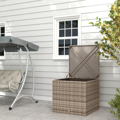 Outsunny Aufbewahrungsbox aus Polyrattan, Stofffutter, leicht zu öffnen/schließen, Metallrahmen, 75 x 75 x 70 cm (B x T x H), schwarz