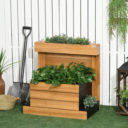 Verhoogde tuinbak van Outsunny met 4 plantenbakken, zelfbewateringssysteem, fleecevoering, weerbestendig, 79,5 cm x 49,5 cm x 80 cm