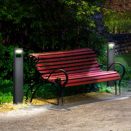 Outsunny Gartenleuchte, Wegeleuchte, Mastleuchte mit LEDs, wetterfest, 16 cm x 5 cm x 90 cm, dunkelgrau