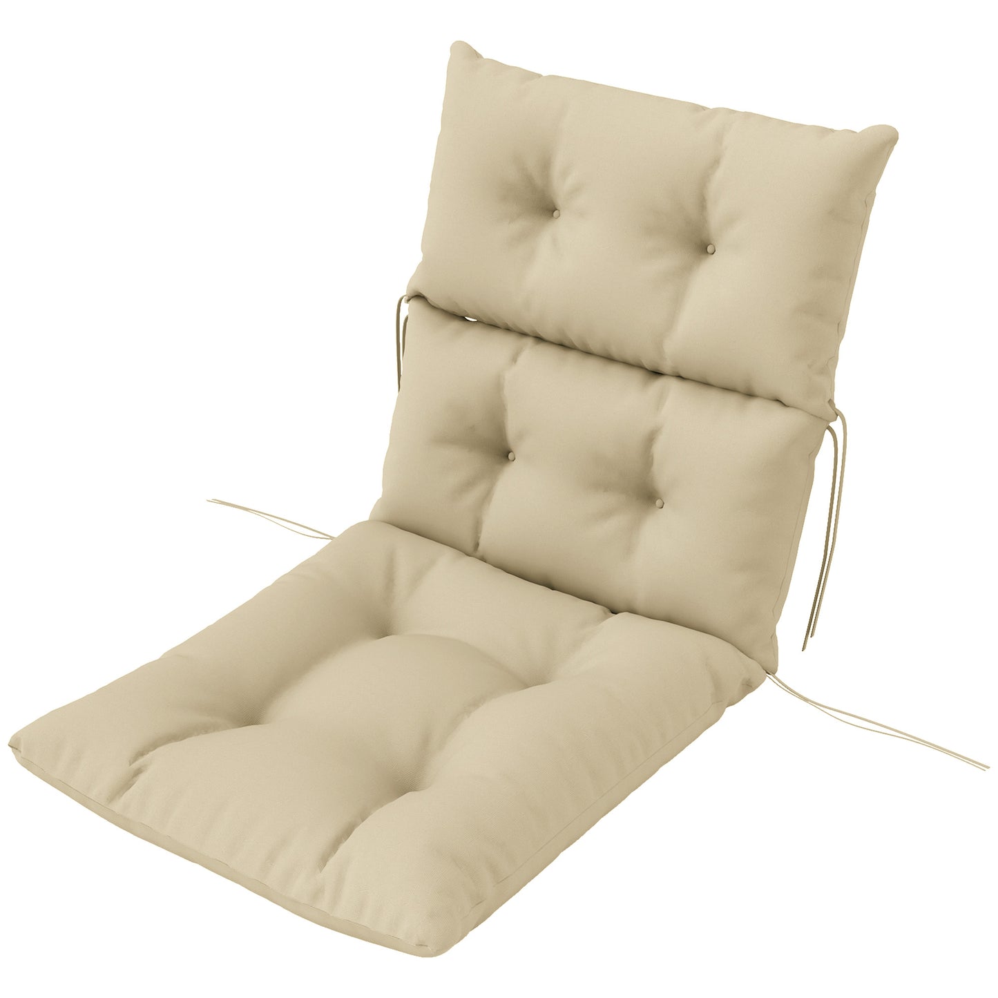 Outsunny Zitkussen, Dik Gevoerd Zitkussen voor Zitmeubelen, met Rugleuning, Schommelstoelkussen, voor Binnen en Buiten, Beige
