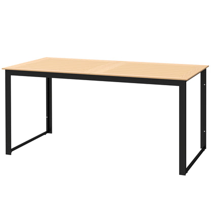 Outsunny Tuintafel voor 6 personen 160 x 80 cm Weerbestendige balkontafel met lattenbodem, Buitenbuffettafel van teakhout