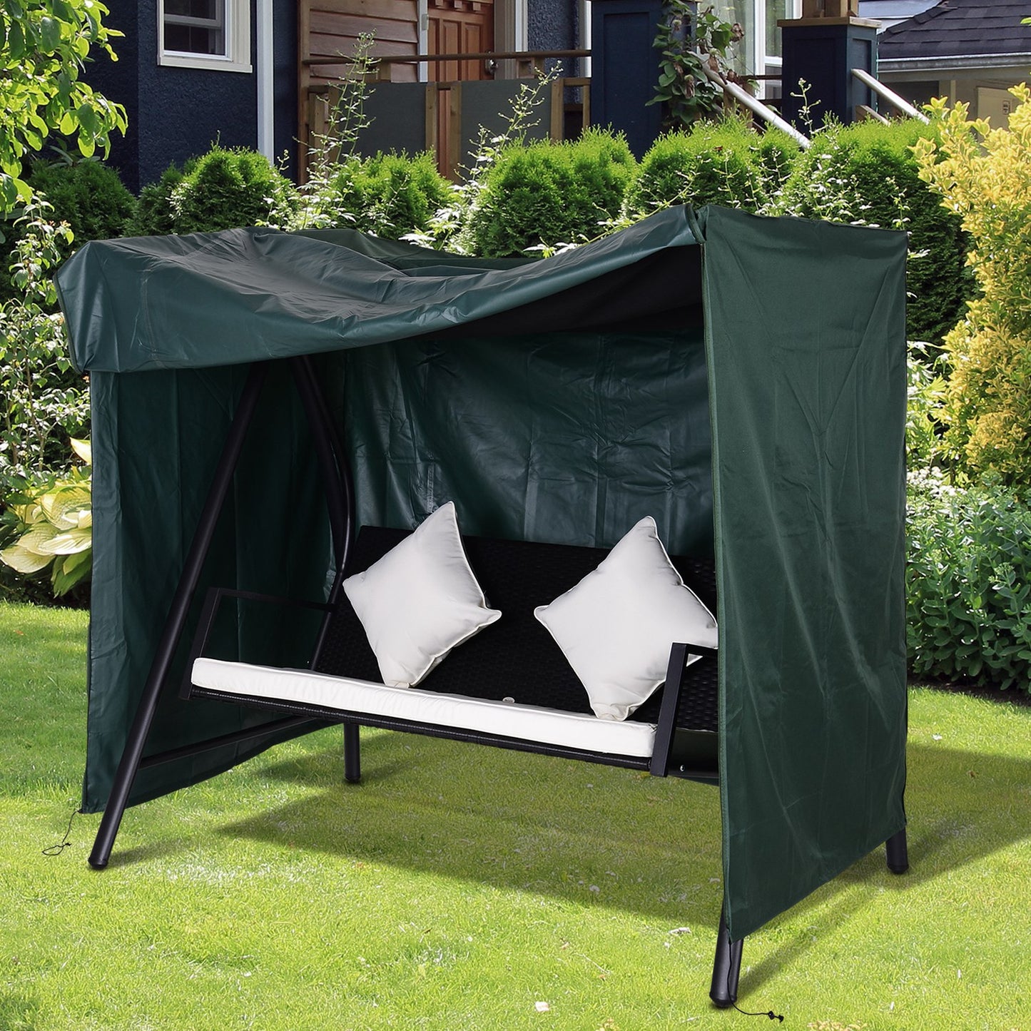 Outsunny Hollywood Schaukelabdeckung für 3-Sitzer, wasserabweisend, winterfest, UV-beständige Plane, reißfestes 420D Oxford-Gewebe, 177 x 114 x 152 cm, dunkelgrün