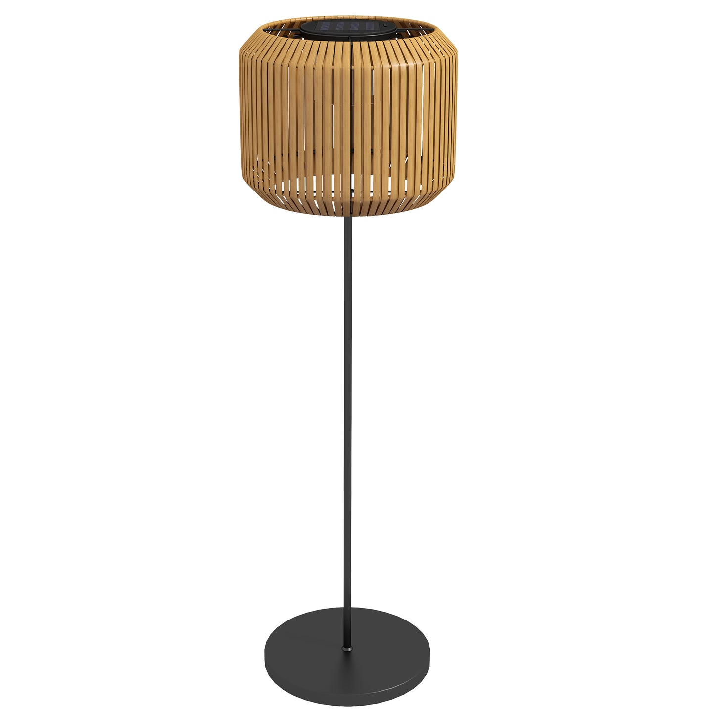 Outsunny Rattan-Gartenleuchte, Solar-Gartenleuchte, automatische Einschaltung, LED, wetterfest, Metallrahmen, Ø 34 x 130 cm, Schwarz/Gelb