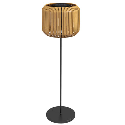Outsunny Rattan-Gartenleuchte, Solar-Gartenleuchte, automatische Einschaltung, LED, wetterfest, Metallrahmen, Ø 34 x 130 cm, Schwarz/Gelb
