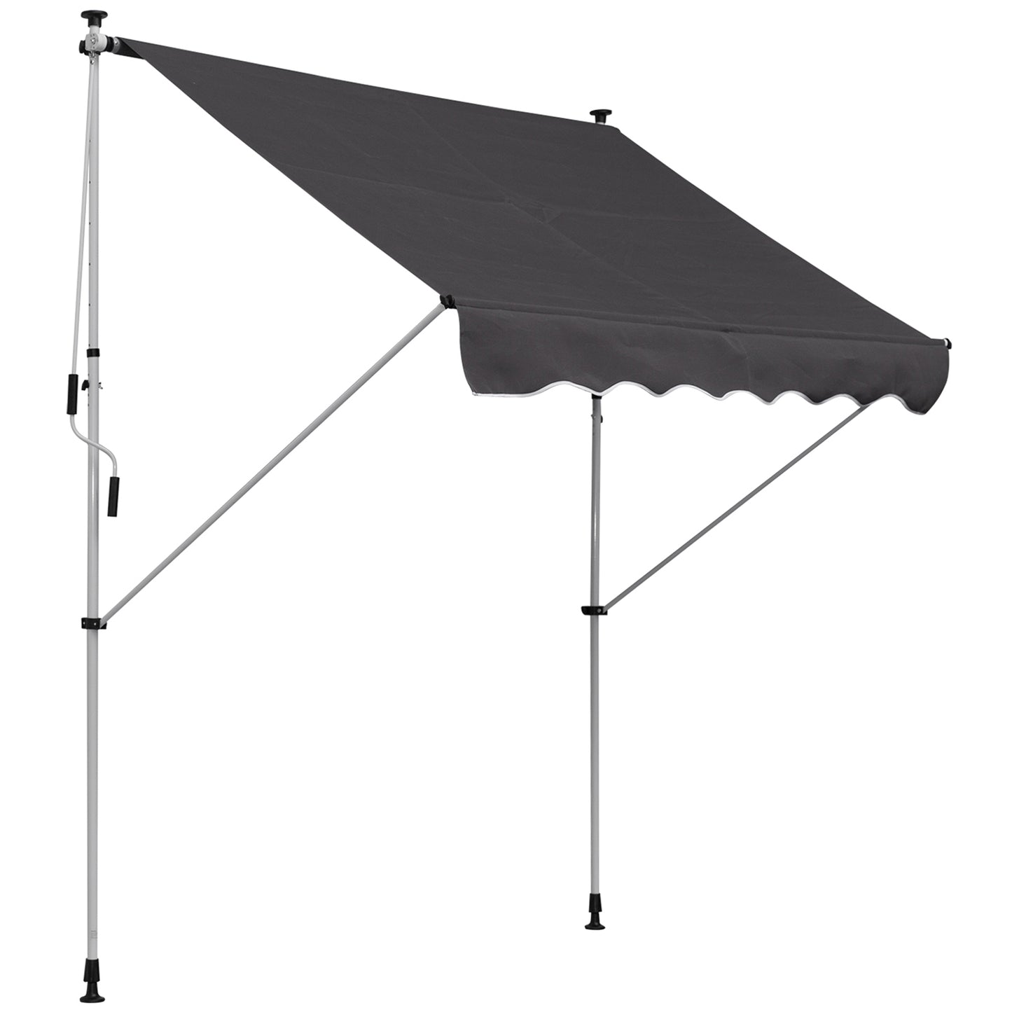 Outsunny klemzonnescherm met handslinger, in hoogte verstelbaar, knikarmzonnescherm, vuilafstotend, weerbestendig, balkonzonnescherm, 150 cm breed, terraszonnescherm voor terras, balkon, veranda, grijs