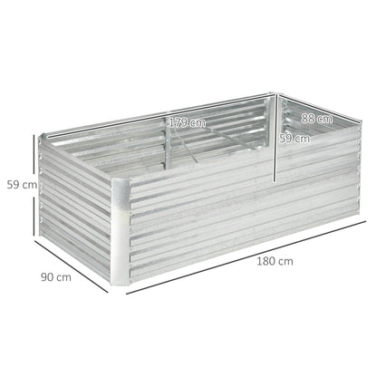 Outsunny plantenbak, handige bloembak voor het planten, verzorgen en verzorgen van planten, verhoogd bed, staal, zilver