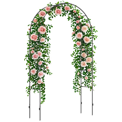 Outsunny Gartenbogen, Rosenbogen, Kletterbogen, Rosenregal, Metall, schwarz, 1,40 x 0,40 x 2,40 m
