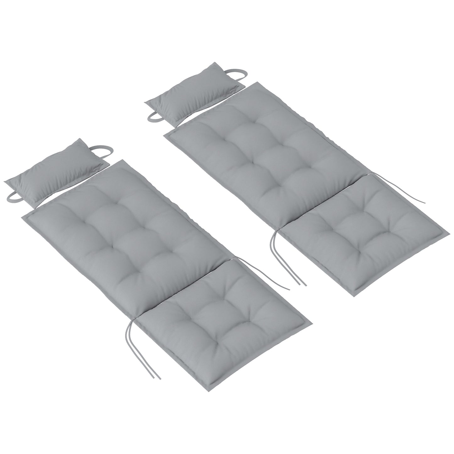 Outsunny 2-delige set ligstoelkussens, waterafstotend, voor tuinligstoelen, 50x116x5 cm, lichtgrijs