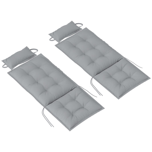 Outsunny 2-teiliges Set Liegekissen, wasserabweisend, für Gartenliegen, 50 x 116 x 5 cm, hellgrau