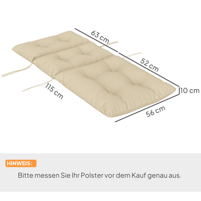 Outsunny Zitkussen, Dik Gevoerd Zitkussen voor Zitmeubelen, met Rugleuning, Schommelstoelkussen, voor Binnen en Buiten, Beige