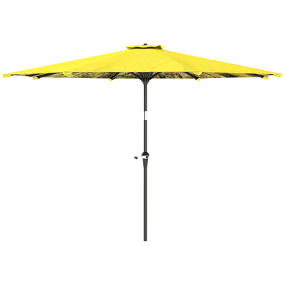 Outsunny Sonnenschirm Ø 300 cm, Sonnenschirm mit Handkurbel, achteckiger Balkonschirm, gelb