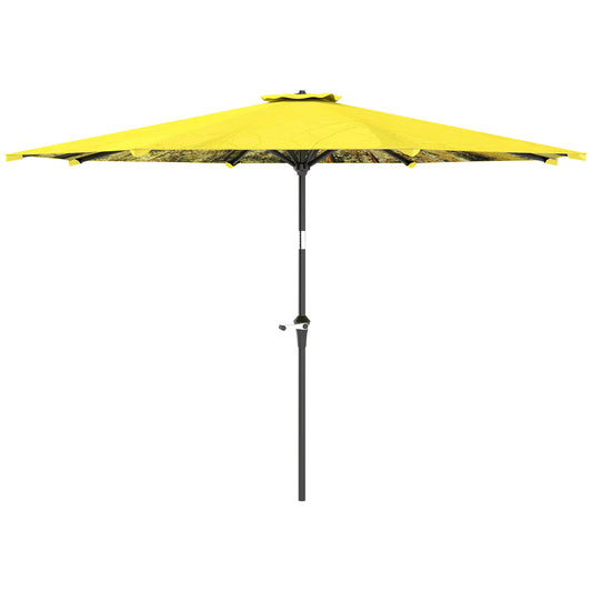 Outsunny Sonnenschirm Ø 300 cm, Sonnenschirm mit Handkurbel, achteckiger Balkonschirm, gelb