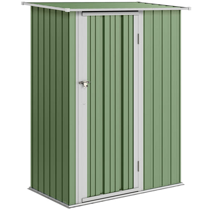 Outsunny Metalen Tuinhuis 1,07 m² met Schuin Dak, 142 x 84 x 189 cm, Gereedschapsschuur met Afsluitbare Deur, Tuinhuis, Tuinhuis, Groen