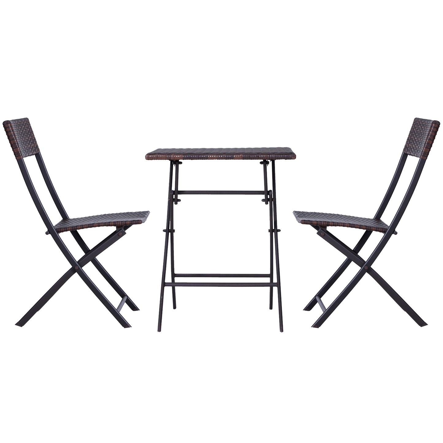 Outsunny Bistro-Set aus Polyrattan für 2 Personen, Sitzgruppe, Gartenmöbel-Set aus Rattan, Braun