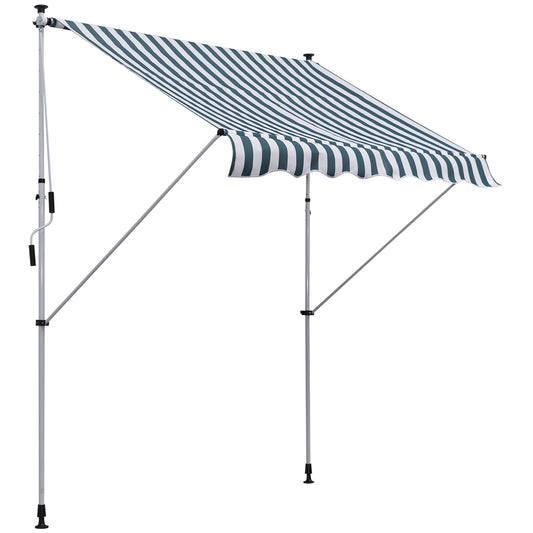 Outsunny Klemmmarkise mit Handkurbel, höhenverstellbar, Gelenkarmmarkise, schmutzabweisend, wetterfest, Balkonmarkise, 150 cm breit, Terrassenmarkise für Terrasse, Balkon, Veranda, grün