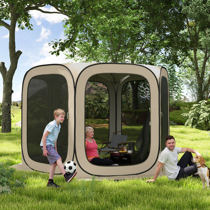 Outsunny Pop-up kampeertent, draagbaar, UPF50+ bescherming, gaaswanden, staaldraad, kaki