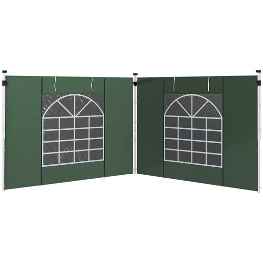 Outsunny zijpanelen voor 3 x 3 / 3 x 6 m partytent, zijzeilen met raam, deur, vervangende wanden voor partytent, Oxford stof, groen