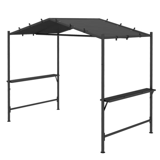 Outsunny Grilltent met Grilldak, Weerbestendig, incl. Zijvakken, 277 x 149 x 230 cm, Donkergrijs