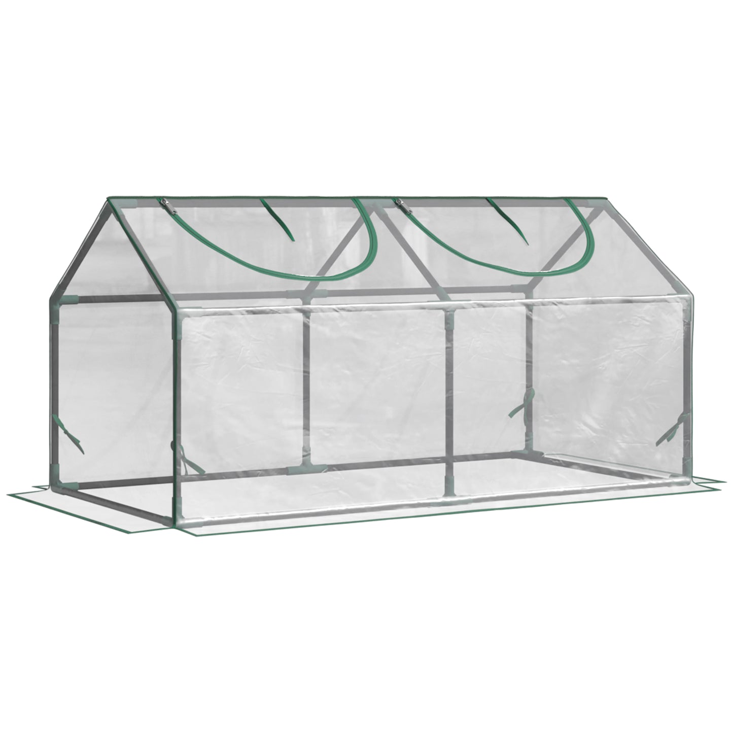 Outsunny Kas met Raam, PE Gaasfolie, Staalfolie Kas, Kas voor Balkon, Tuin, Tomatenkas 120x60x60cm, Tomatenkas voor Groenten, Bloemen, Planten, Transparant