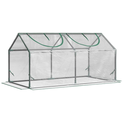 Outsunny Kas met Raam, PE Gaasfolie, Staalfolie Kas, Kas voor Balkon, Tuin, Tomatenkas 120x60x60cm, Tomatenkas voor Groenten, Bloemen, Planten, Transparant